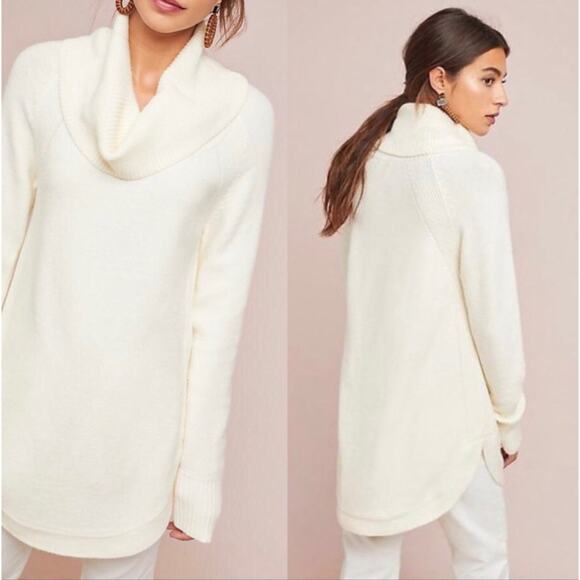 MOTH Brenta Sweater Size XL Ivory Cream Cowl Tunic Relaxed Casual Anthropologie - Picture 1 of 14